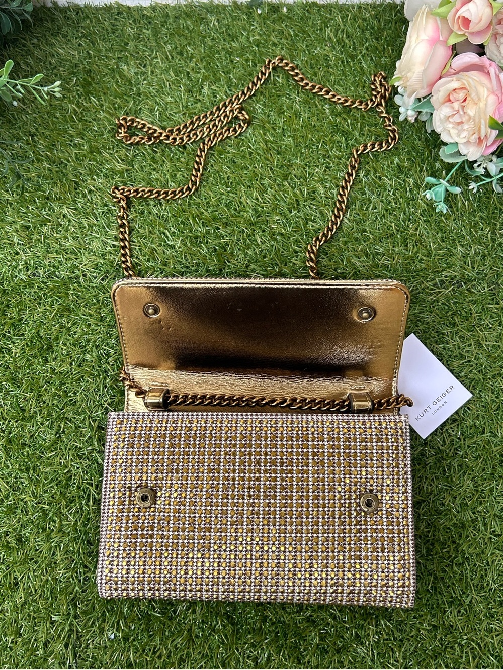 Kurt Geiger Kensington Beige Crystal Cross Body Bag  new/ dust bag - Picture 15 of 16